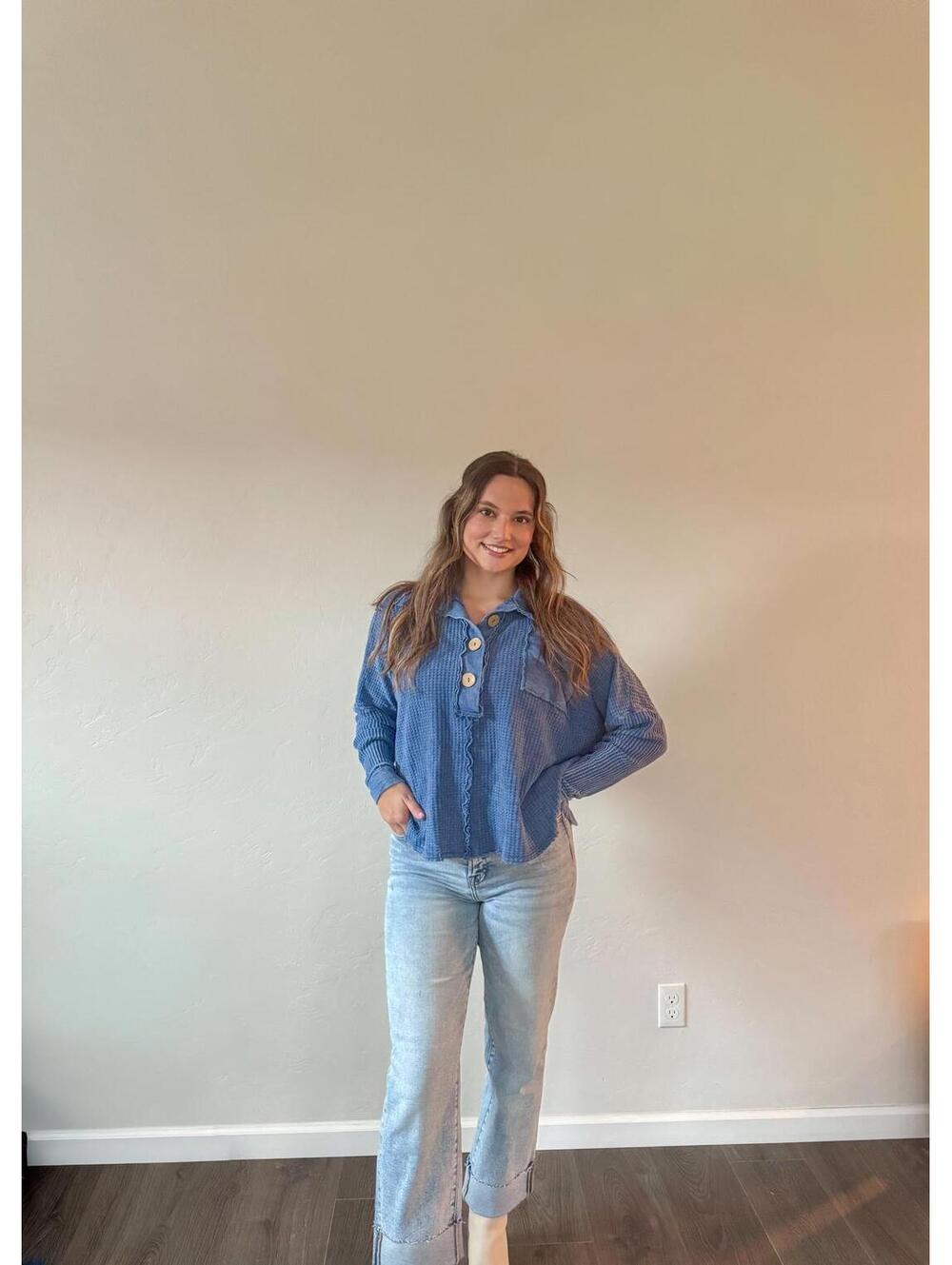 Mineral Dyed Waffle Tunic (Blue)